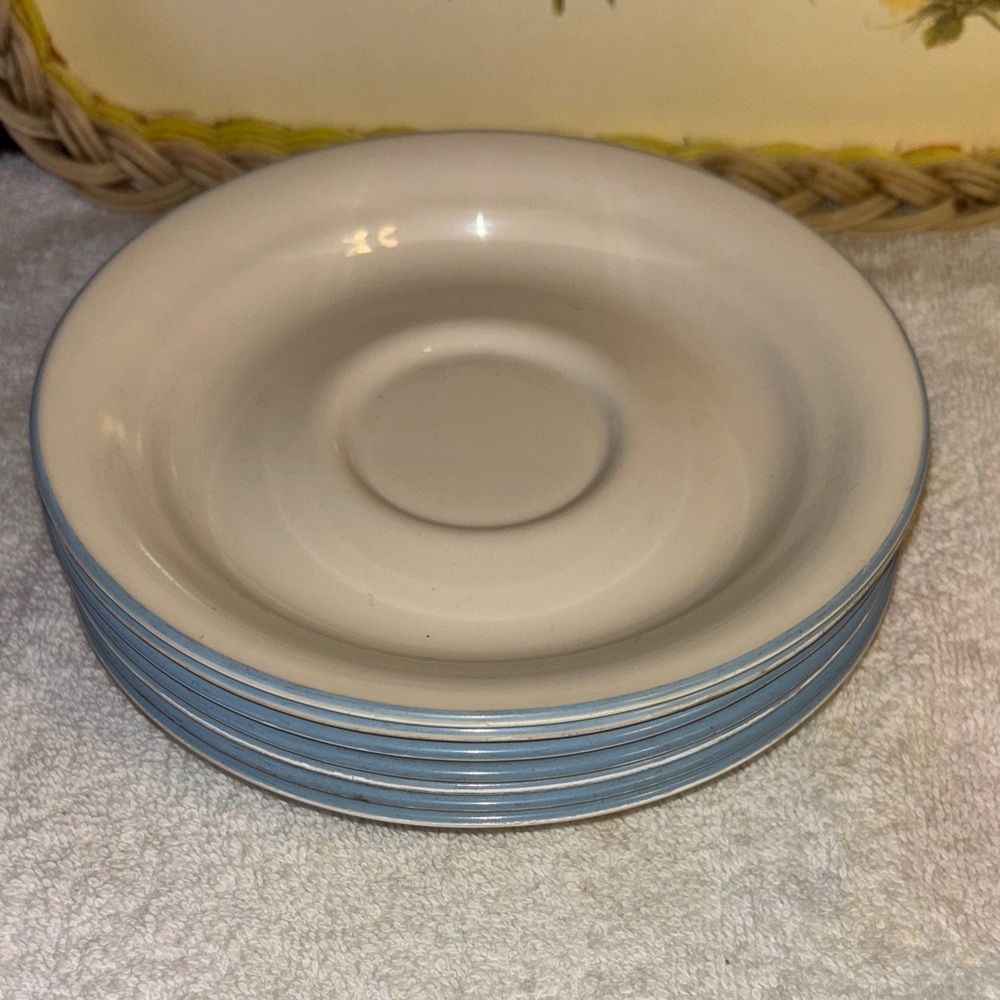 Elegant Cream and Blue Dinner Plates